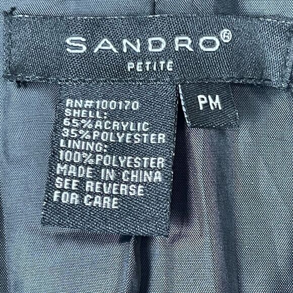 Sandro Tweed Black & White Blazer 3/4 Sleeves Women Size PM Classic Preppy - Picture 7 of 8